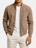 Men's faux suede jacket with structured shoulders