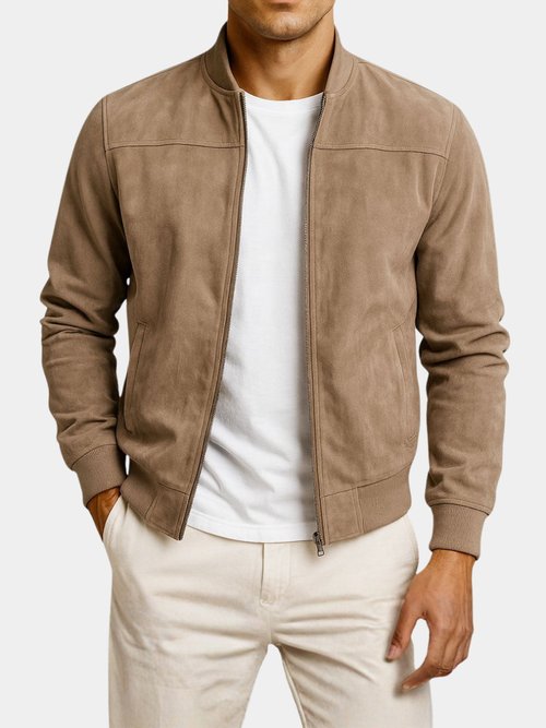 Men's faux suede jacket with structured shoulders