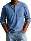 Blue men's Henley long-sleeve top