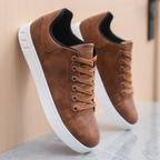 Men's leather lace-up sneakers rear view