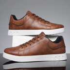 Men's leather lace-up sneakers side view