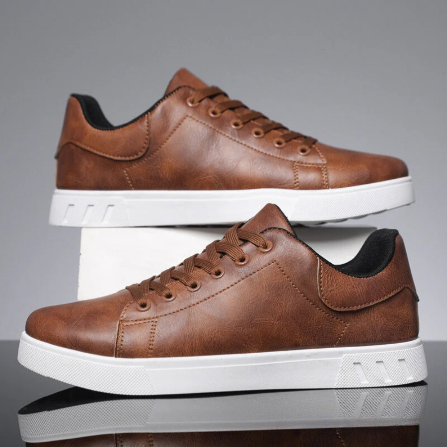Men's leather lace-up sneakers side view