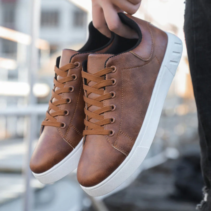 Men's leather lace-up sneakers top view