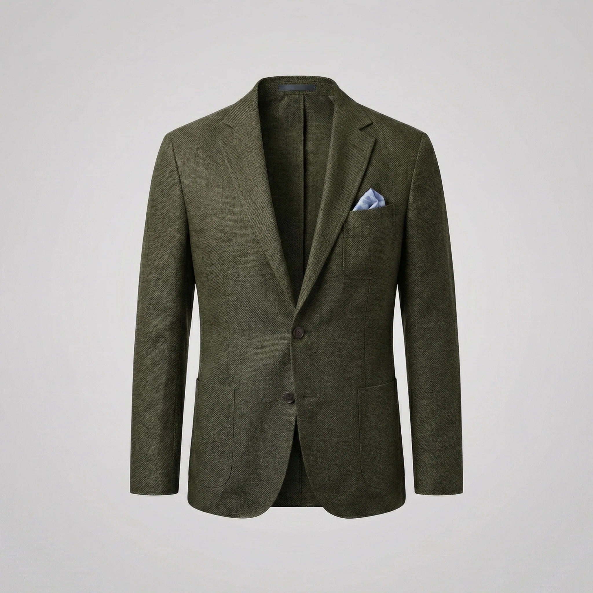 Army green men's linen blazer
