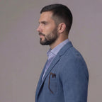 Men's linen blazer detail view