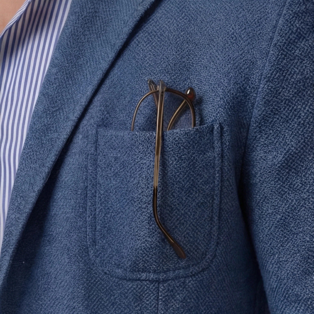 Men's linen blazer fabric close-up