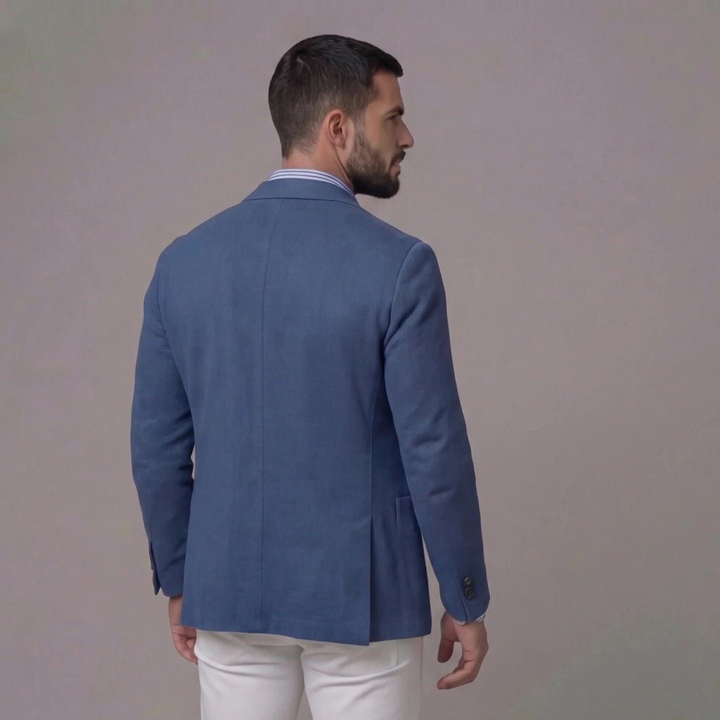 Men's linen blazer side view