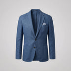 Men's linen blazer styling view
