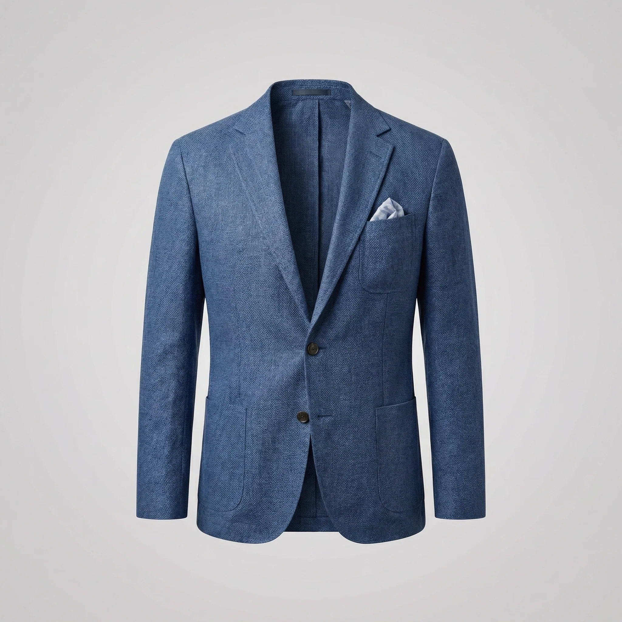 Men's linen blazer styling view