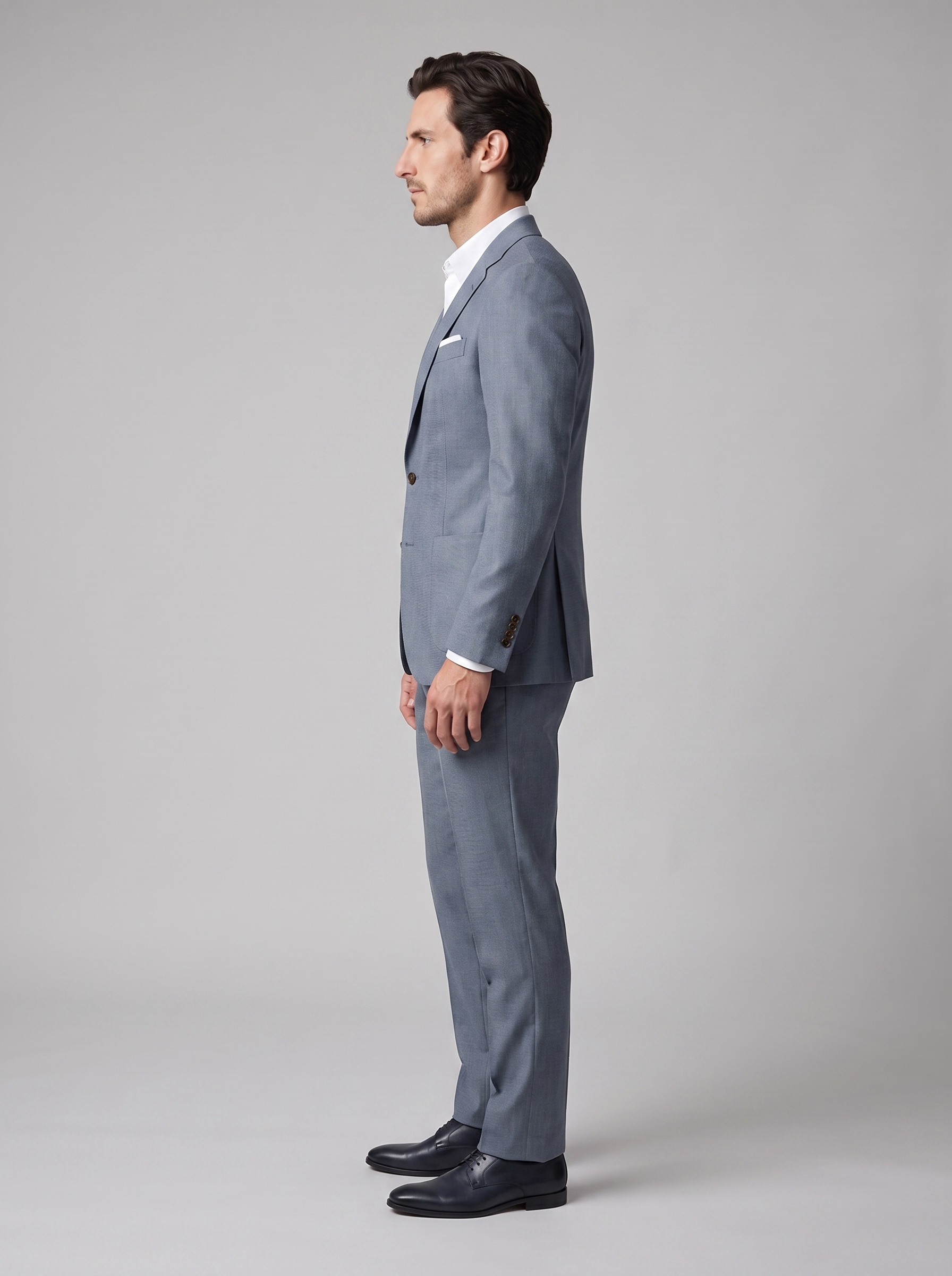 Men's linen wedding suit slim fit - Light Blue