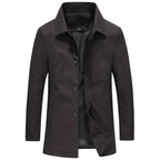 Men's Long Windproof Jacket in Black