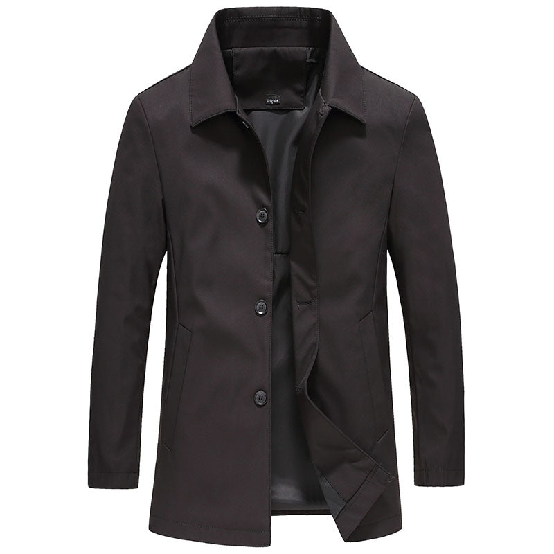 Men's Long Windproof Jacket in Black