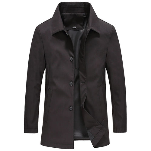Men's Long Windproof Jacket in Black