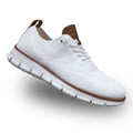 White men's orthopedic walking sneakers with breathable mesh upper