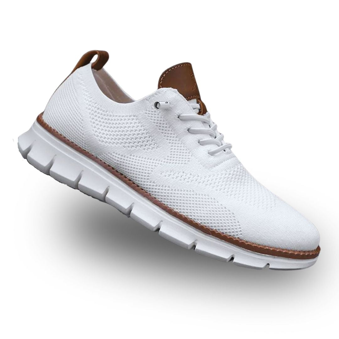 White men's orthopedic walking sneakers with breathable mesh upper