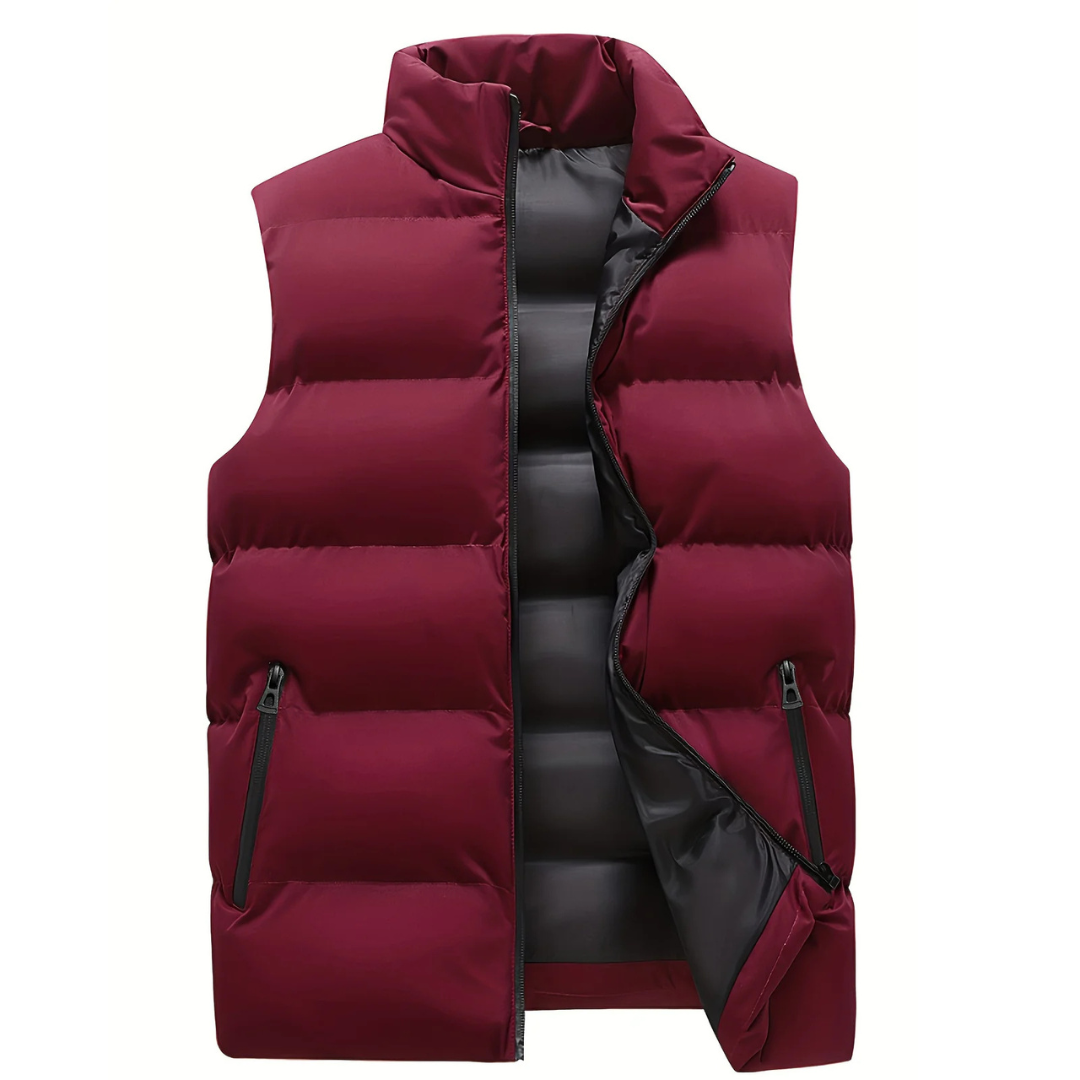 Men's quilted gilet shown from an alternative angle