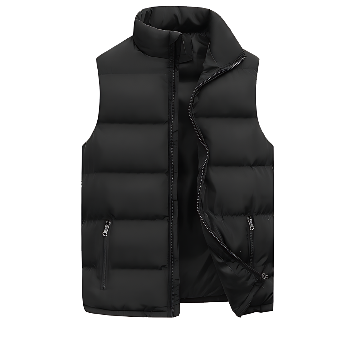 Quilted gilet showing quilting detail and zipped side pocket