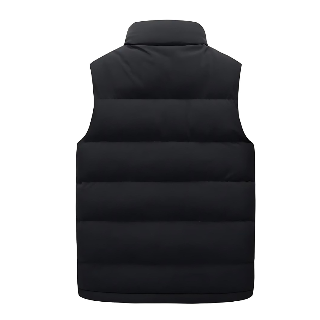 Padded quilted gilet with full front zip and high collar