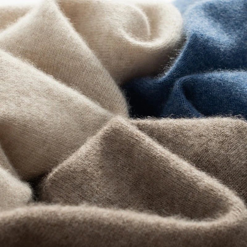 Men's slim-fit ribbed turtleneck sweater detail view