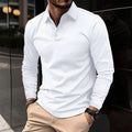 Man wearing a slim-fit long sleeve polo shirt