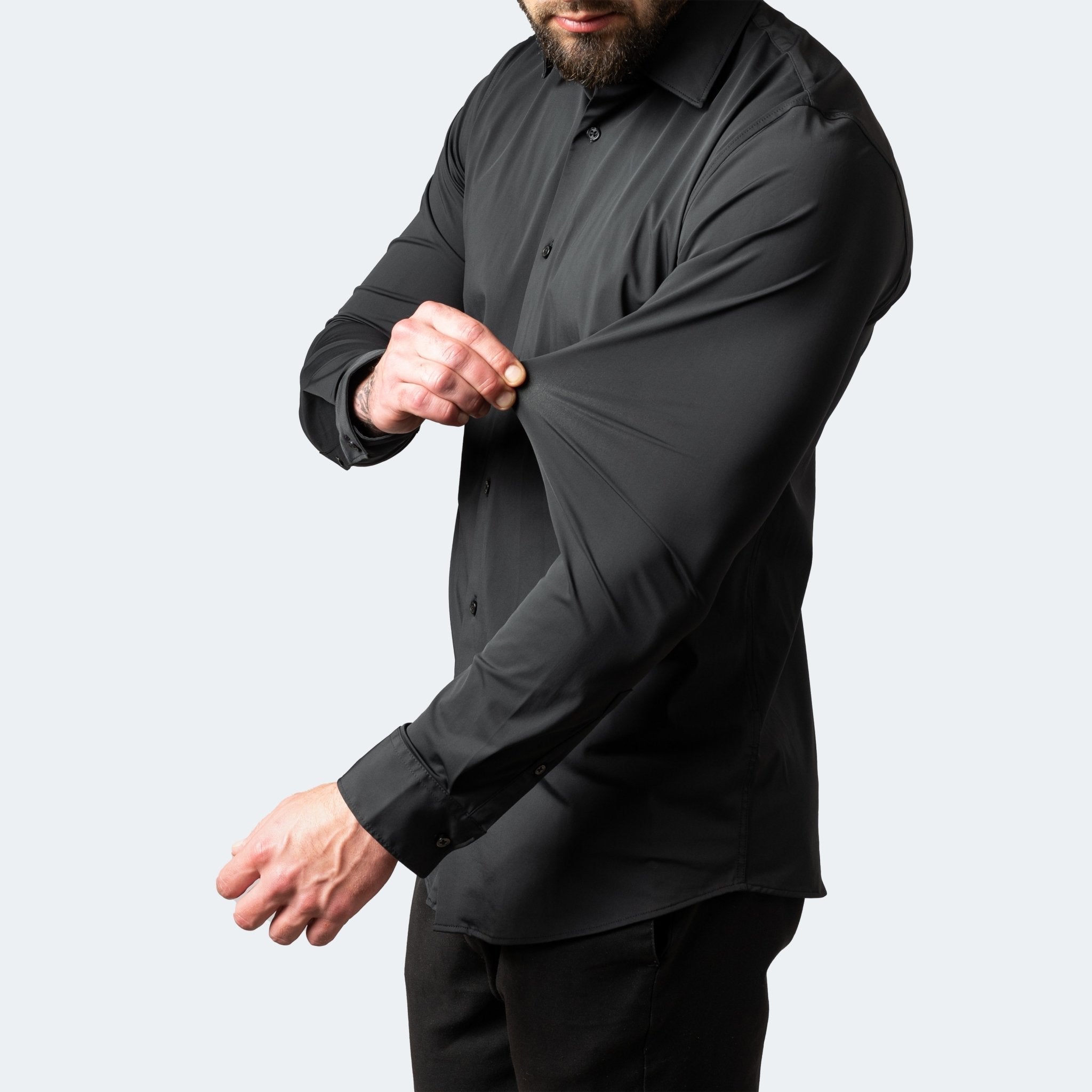 Black men's slim-fit stretch shirt