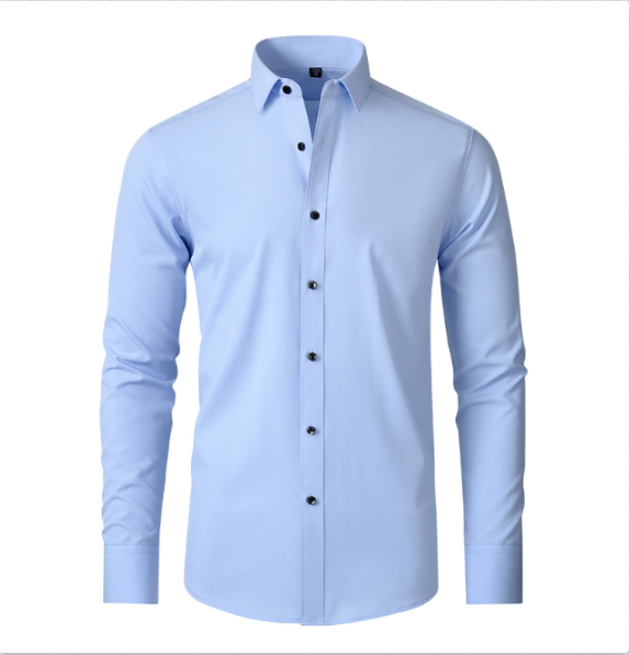 Blue men's slim-fit stretch shirt