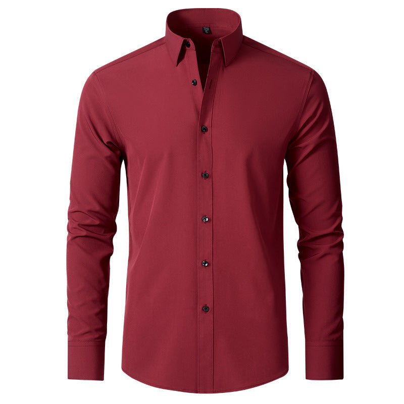 Burgundy men's slim-fit stretch shirt