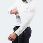 Men's slim-fit stretch shirt front view