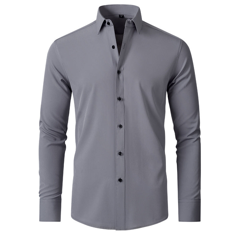 Grey men's slim-fit stretch shirt