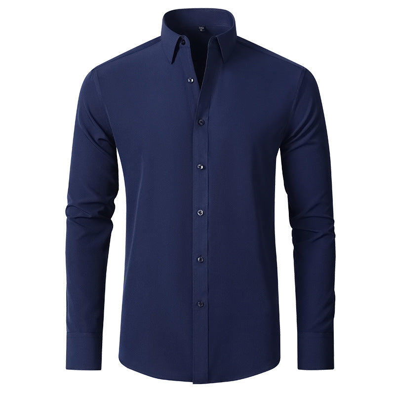 Navy blue men's slim-fit stretch shirt