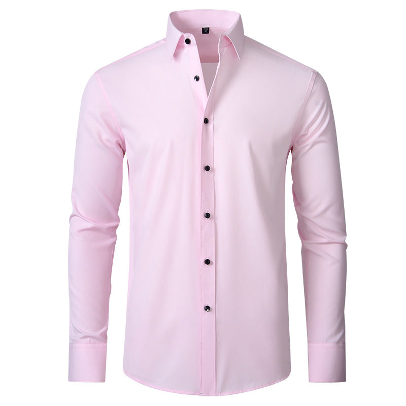 Pink men's slim-fit stretch shirt