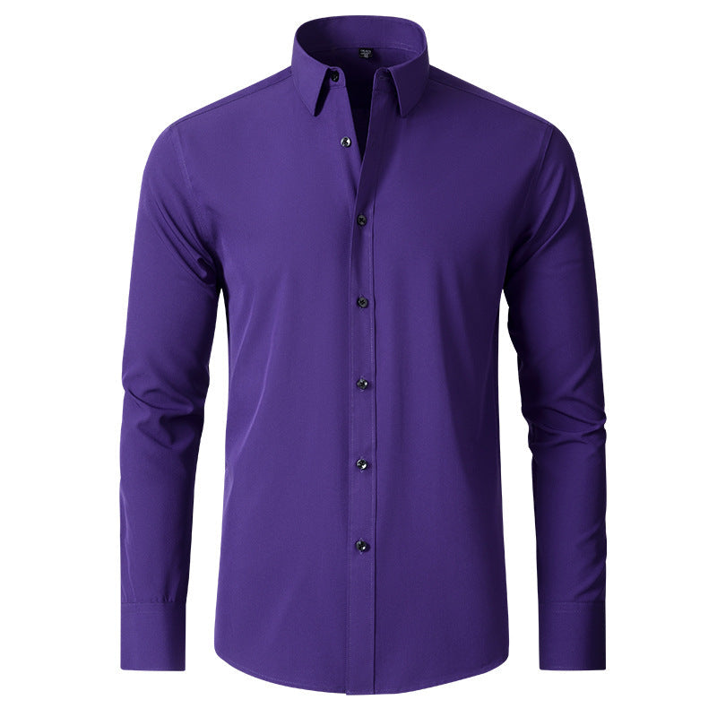 Purple men's slim-fit stretch shirt