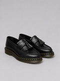 Men's black slip-on tassel loafer with low heel