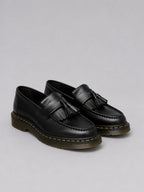 Men's black slip-on tassel loafer with low heel