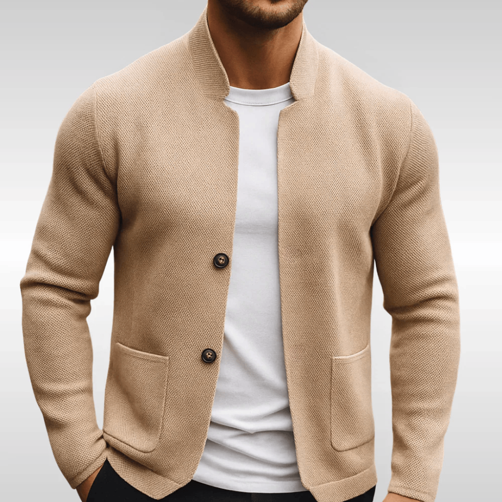 Men's structured knit vest in beige