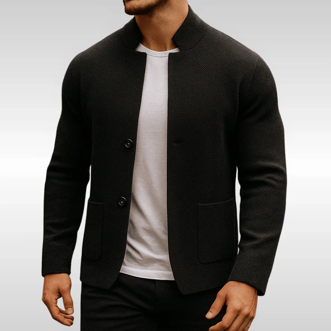 Men's structured knit vest in black