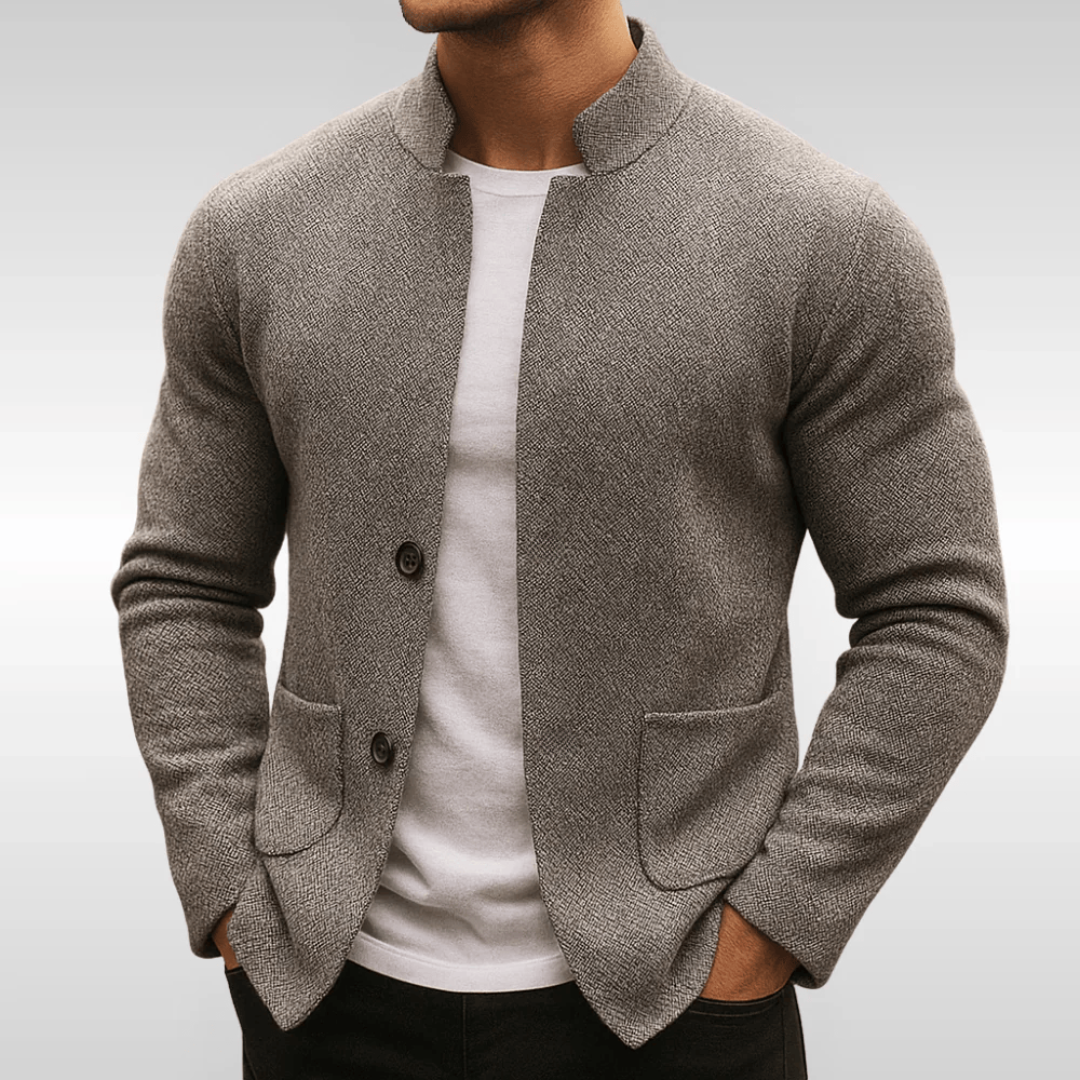 Men's structured knit vest in grey