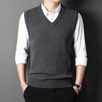 Dark grey men's V-neck sleeveless sweater vest