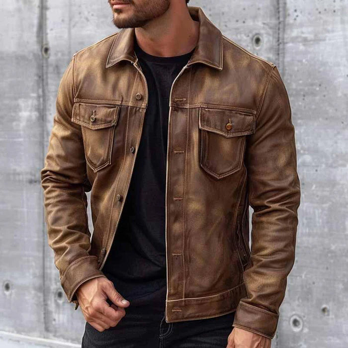 Men's vintage leather-look jacket