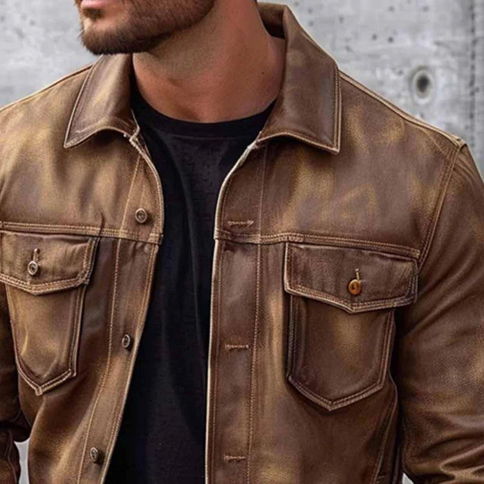 Men's vintage leather-look jacket