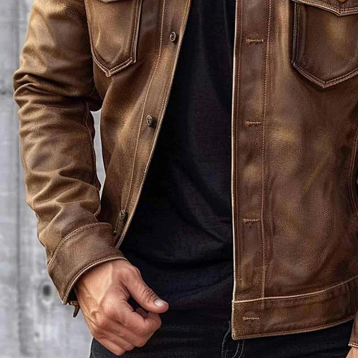Men's vintage leather-look jacket