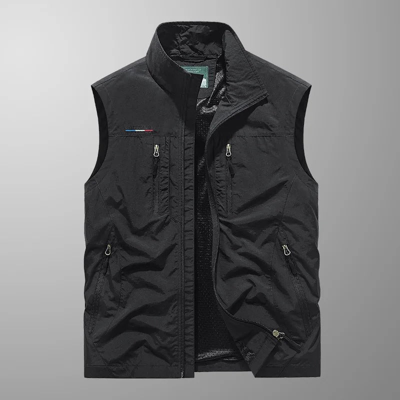 Men's zip bodywarmer with stand-up collar