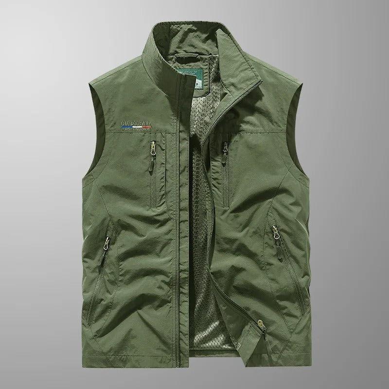 Men's zip bodywarmer with stand-up collar