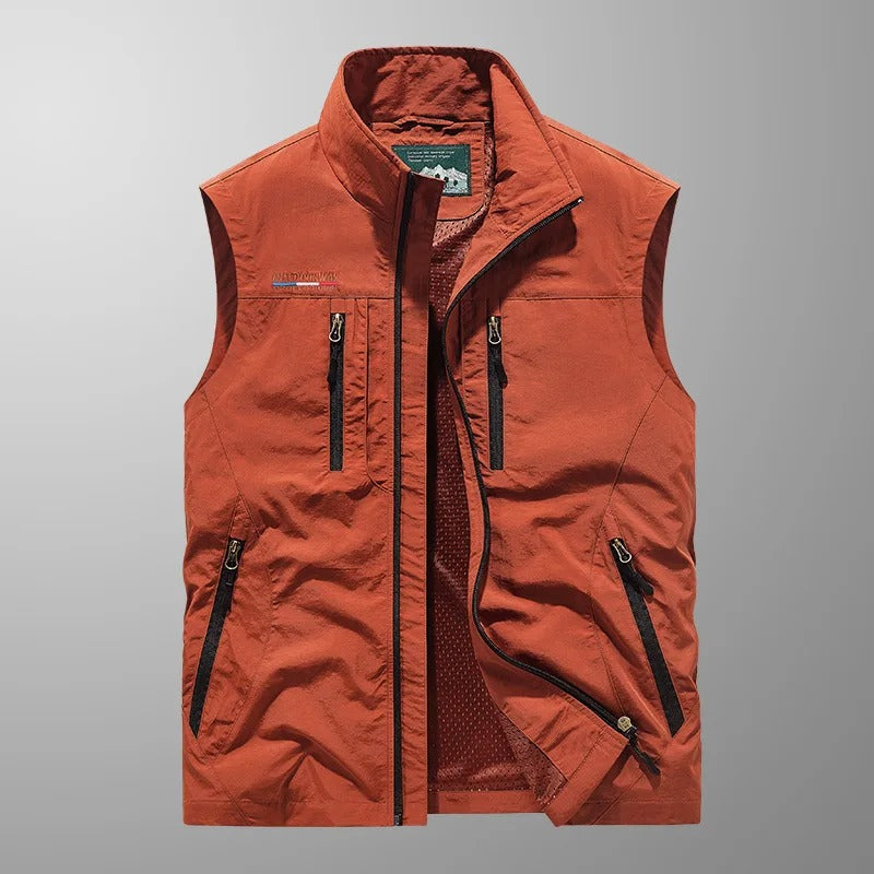 Men's zip bodywarmer with stand-up collar