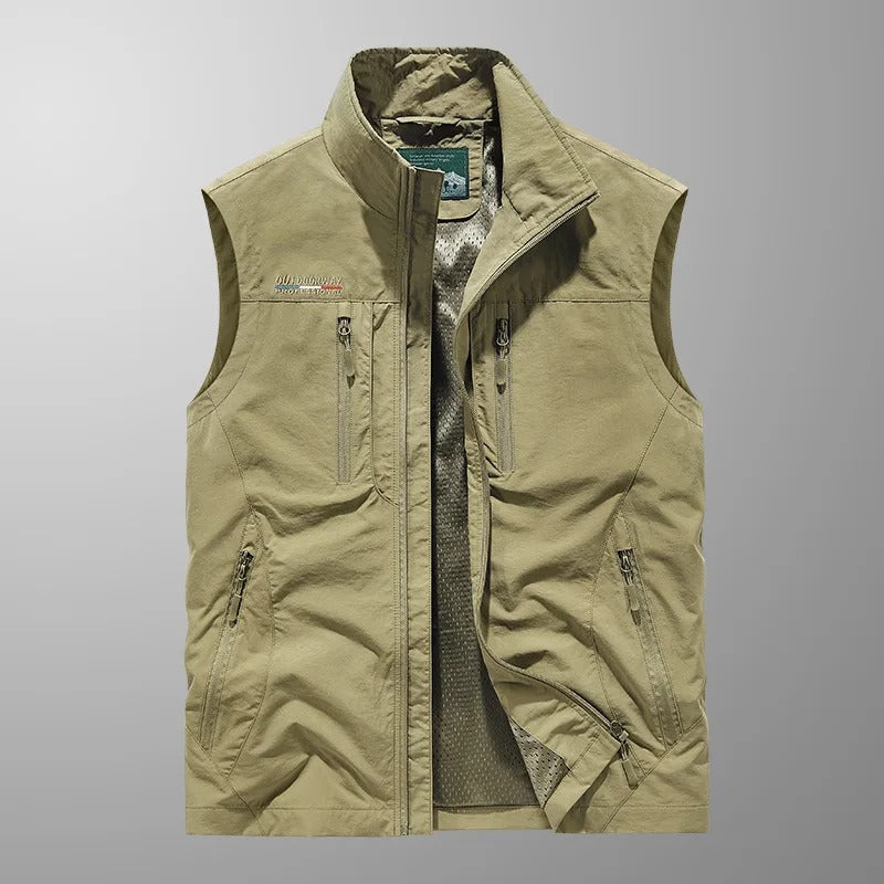 Men's zip bodywarmer with stand-up collar