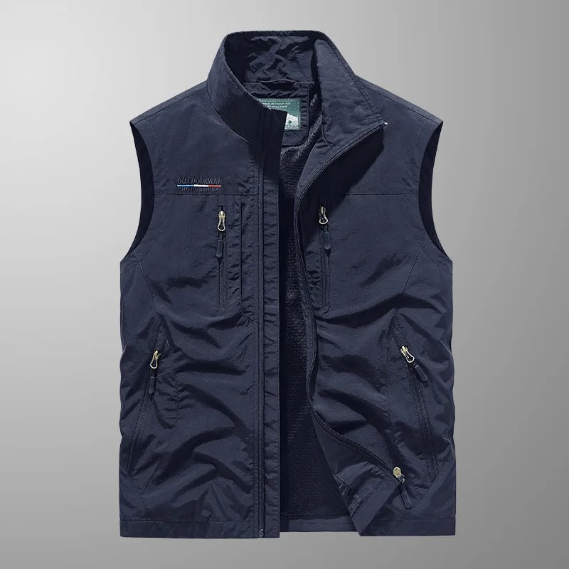 Men's zip bodywarmer with stand-up collar