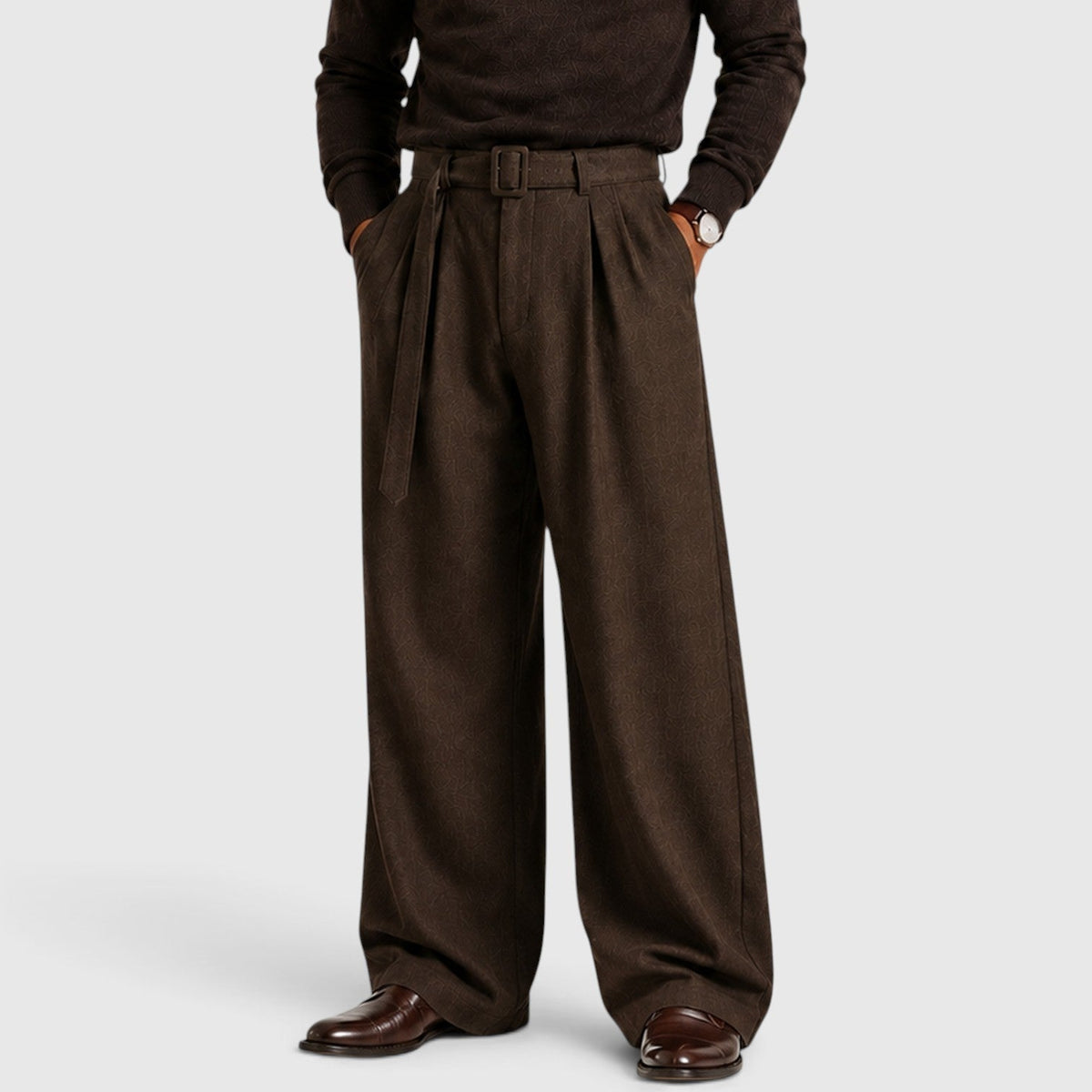 Men's Straight-Leg Pleated Trousers, Tailored Drape