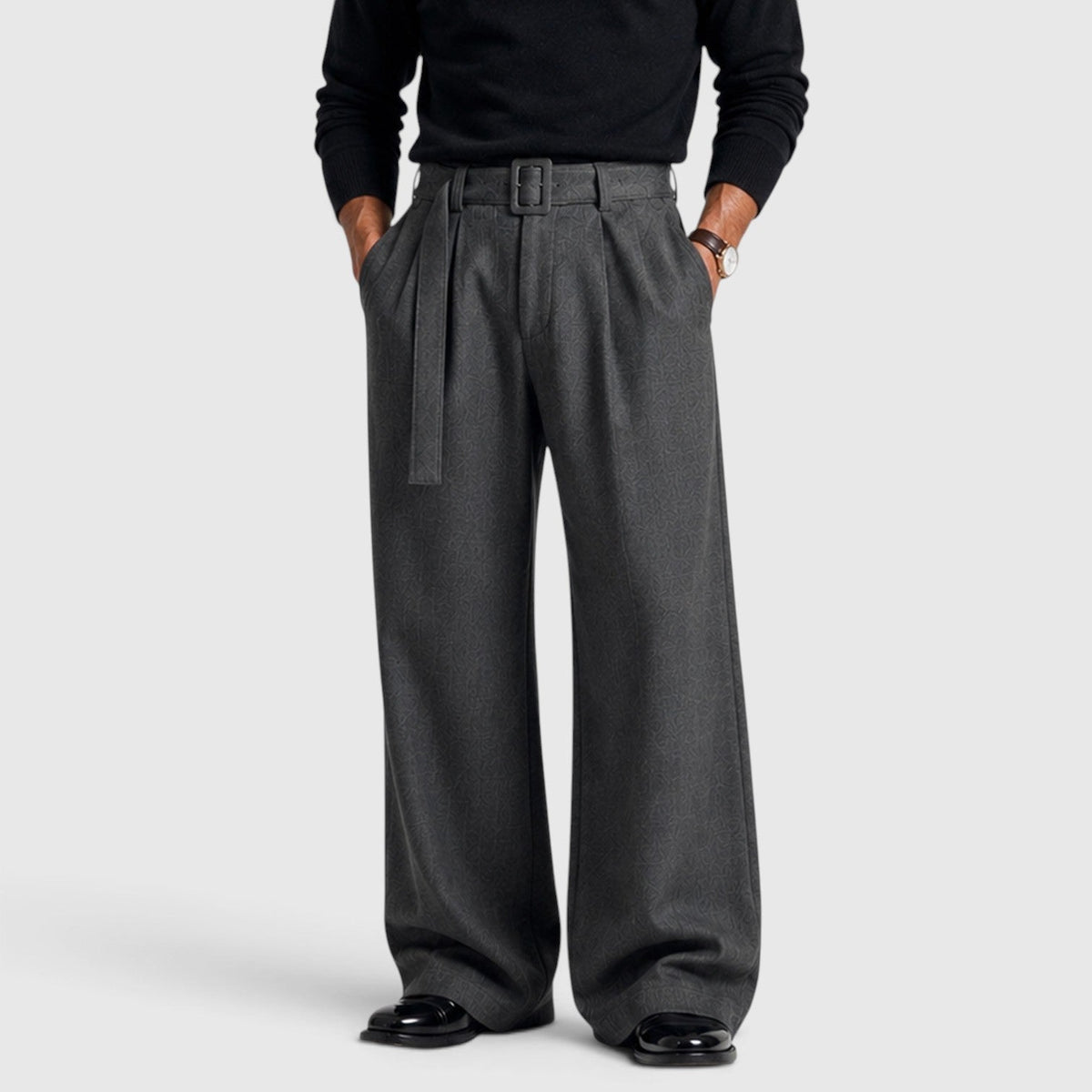 Men's Straight-Leg Pleated Trousers, Tailored Drape