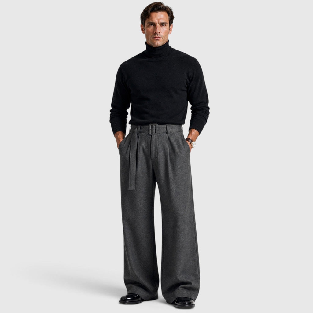 Men's Straight-Leg Pleated Trousers, Tailored Drape