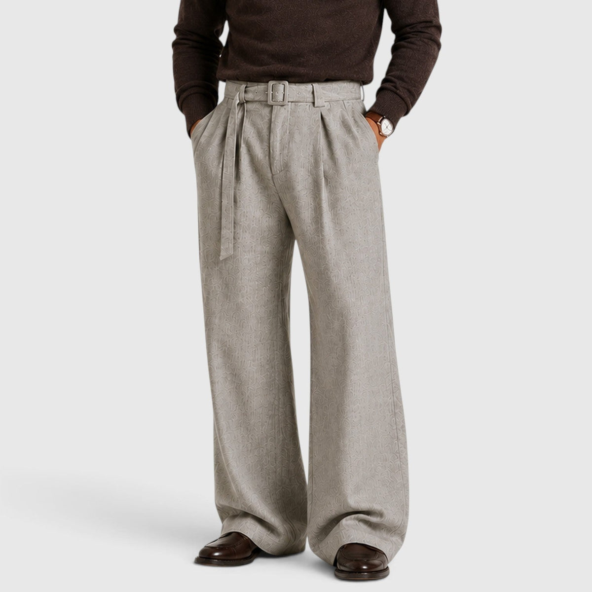 Men's Straight-Leg Pleated Trousers, Tailored Drape